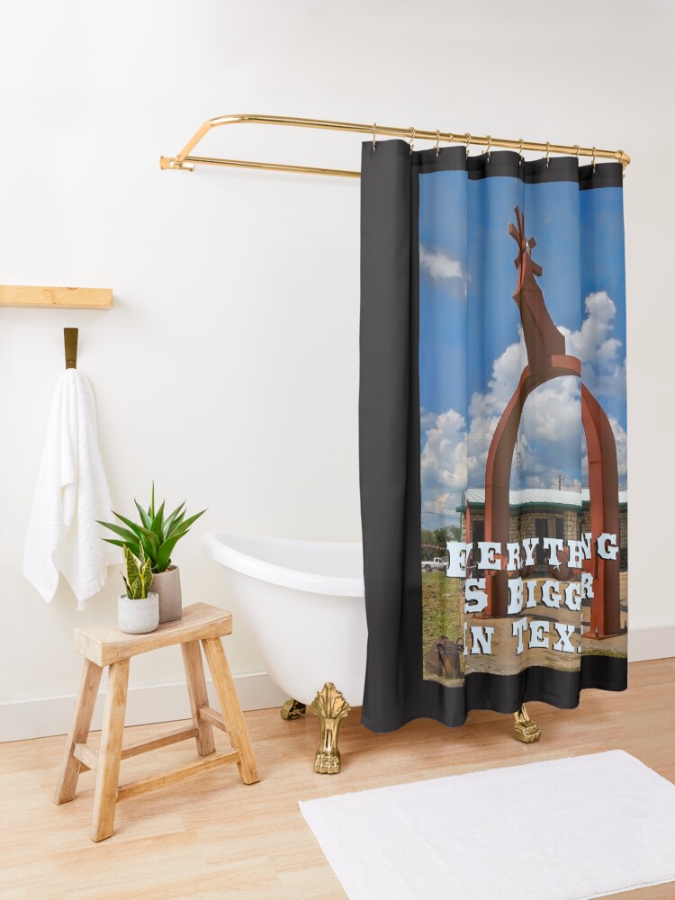 Thumbnail 3 of 5, Shower Curtain, Everything Is Bigger in Texas designed and sold by Warren Paul Harris.