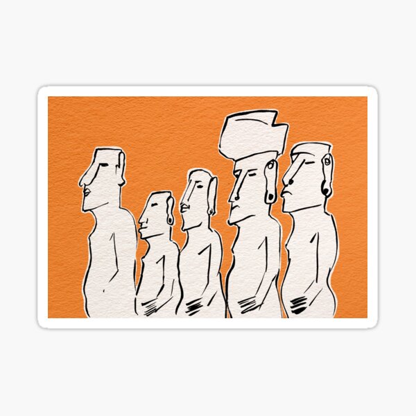 Artikel-Vorschau von Moai-Statuen in Tinte, designt und verkauft von Aidi Riera.