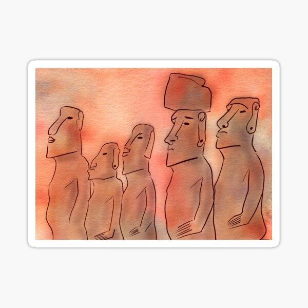 Artikel-Vorschau von Aquarell-Moai-Statuen, designt und verkauft von Aidi Riera.