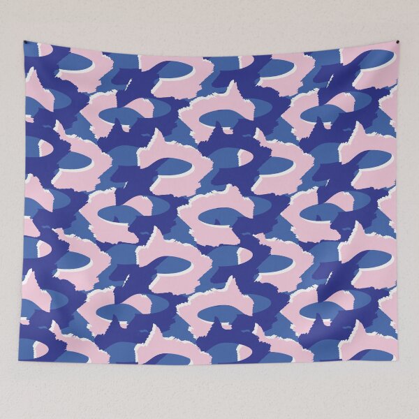 Item preview, Pink and Blue Abstract Curved Grid Shapes designed and sold by Limolida.