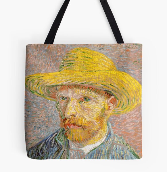 Self-Portrait with a Straw Hat, Vincent van Gogh Large organic tote bag 