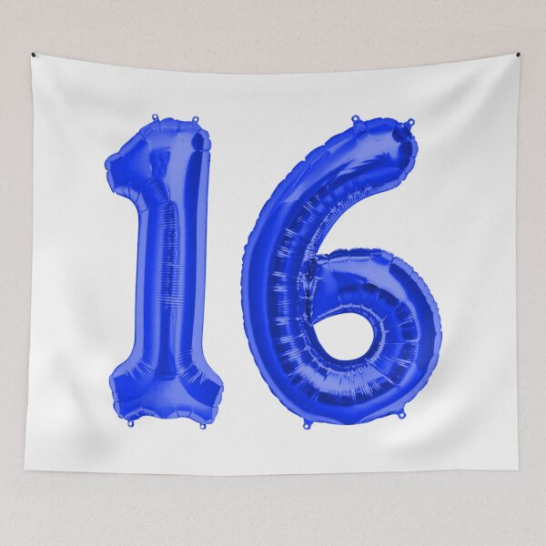 Item preview, Royal Blue 16th Birthday Metallic Helium Balloons Numbers designed and sold by Birthdates.