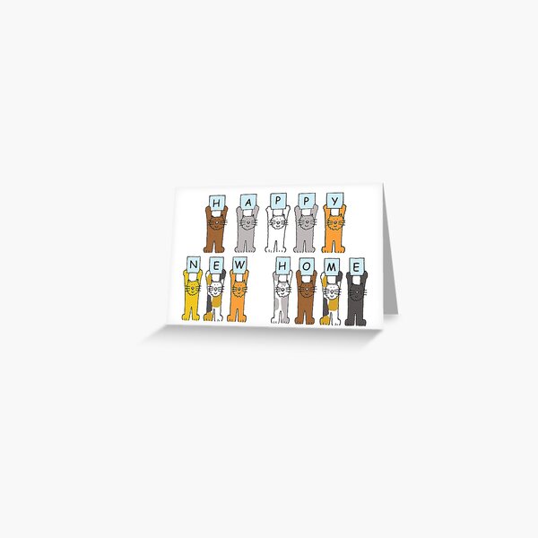Artikel-Vorschau von Happy New Home Cartoon Katzen halten Buchstaben hoch, designt und verkauft von KateTaylor.