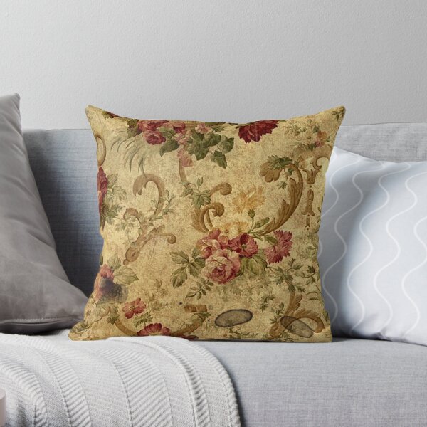 Vintage,tapestry,floral,elegant,victorian,rustic,grunge,elegant,chic Throw Pillow