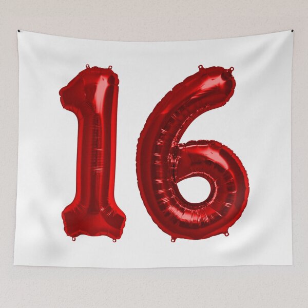 Item preview, Bright Red 16th Birthday Metallic Helium Balloons Numbers designed and sold by Birthdates.