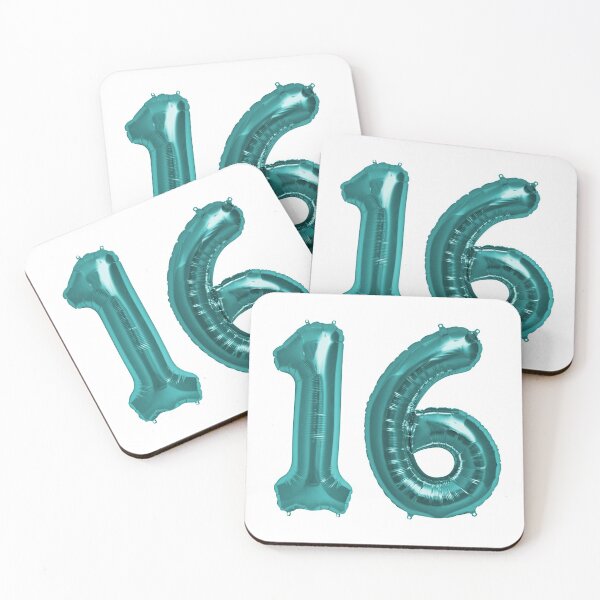 Item preview, Aqua Blue 16th Birthday Metallic Helium Balloons Numbers designed and sold by Birthdates.