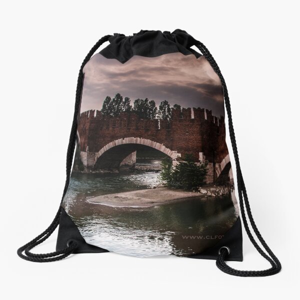 Castlevecchio Bridge, Verona, Italy Drawstring Bag