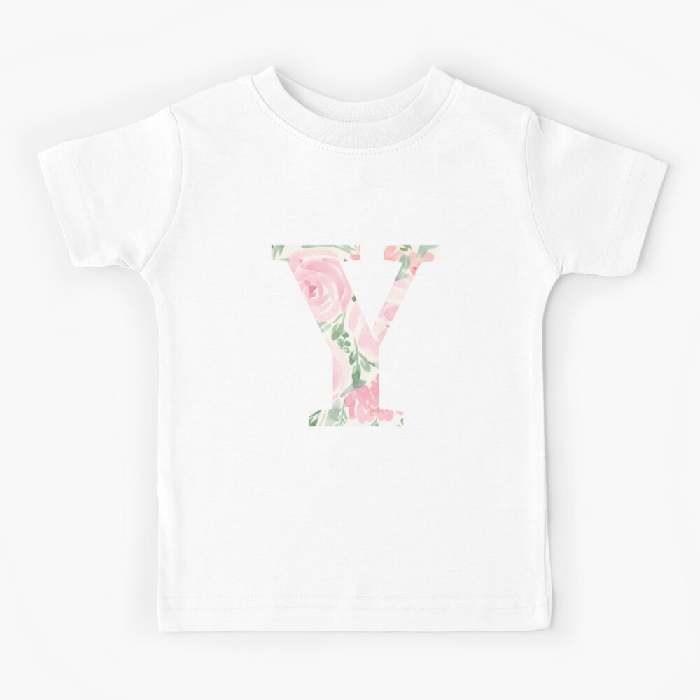 Watercolor Y Alphabet with Watercolor Flower for T-shirt Design