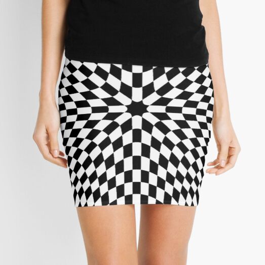 #black #white #checkered #chess #pattern #abstract #flag #floor #square #checker #board #chessboard #texture #check #design #race #illustration #squares #tile #racing #game  #checked #tiles #geometric Mini Skirt