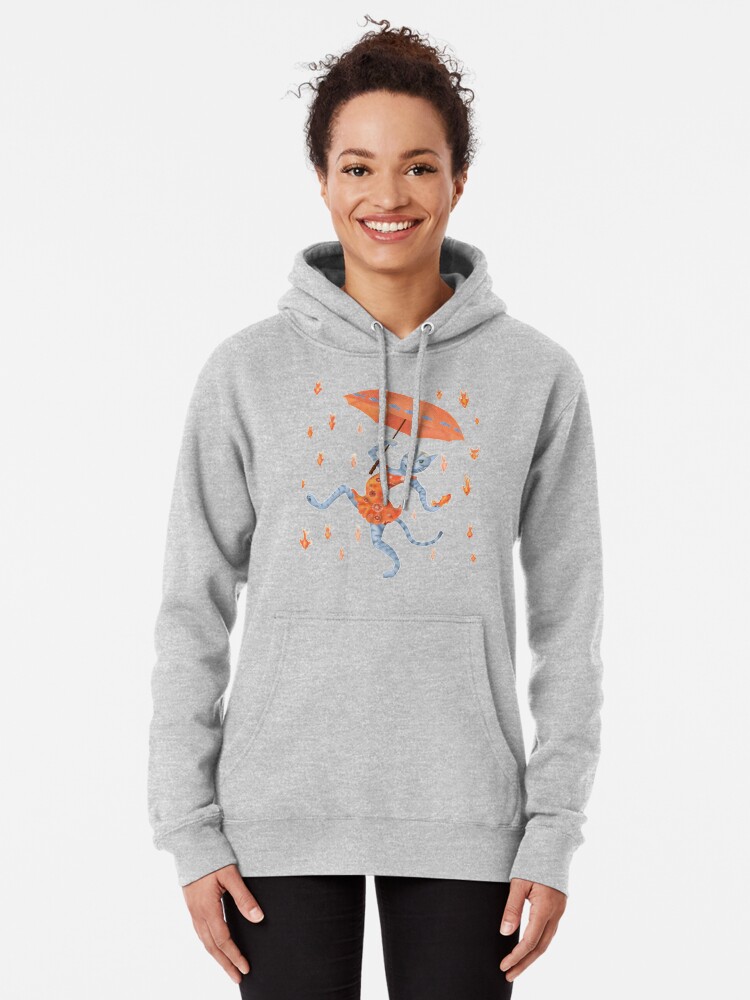 Alternate view of Hallelujah! It's raining GOLDfish! Funny cat with umbrella Pullover Hoodie