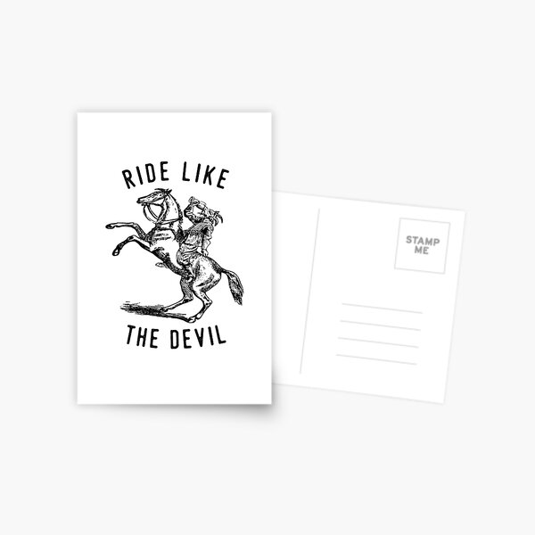 'Ride Like the Devil' Satanic Goat drinking and riding a Horse. Postcard