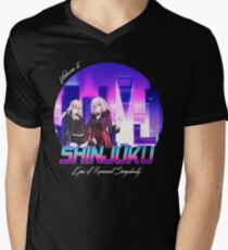 Camiseta para hombre de cuello en v Vaporwave - Jeanne alter y Sabre Alter Shinjuku