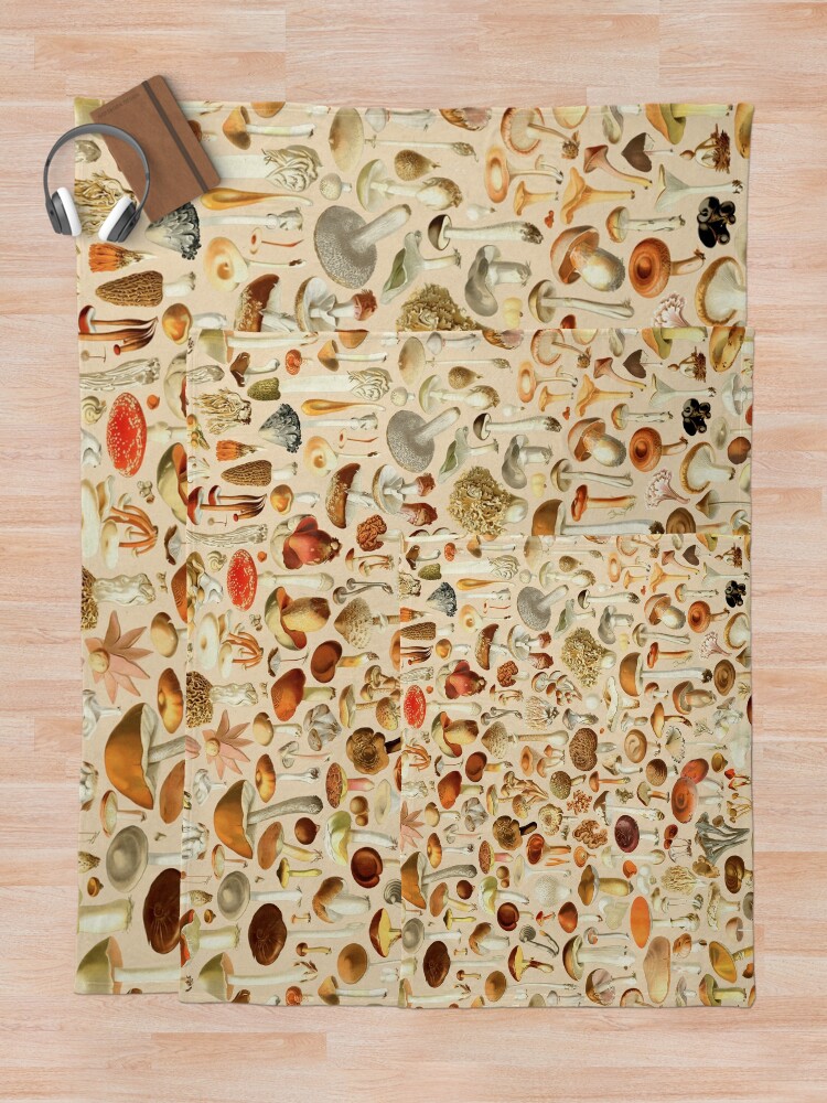 Alternate view of Vintage Mushroom Designs Collection Throw Blanket