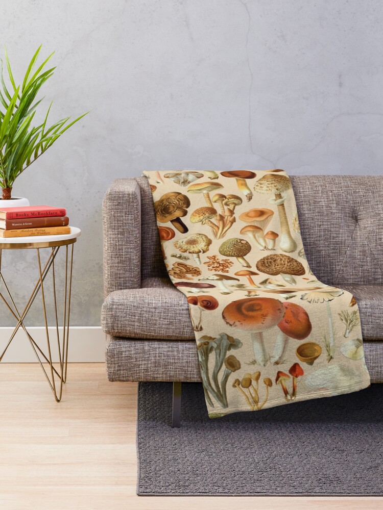 Alternate view of Vintage Mushroom Designs Collection Throw Blanket