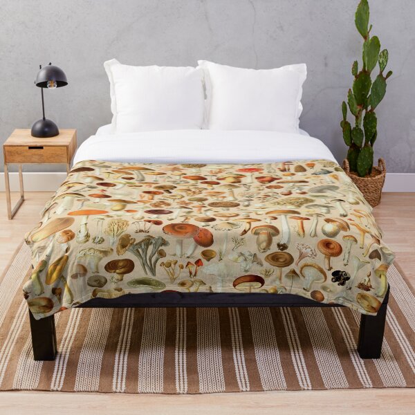 Vintage Mushroom Designs Collection Throw Blanket