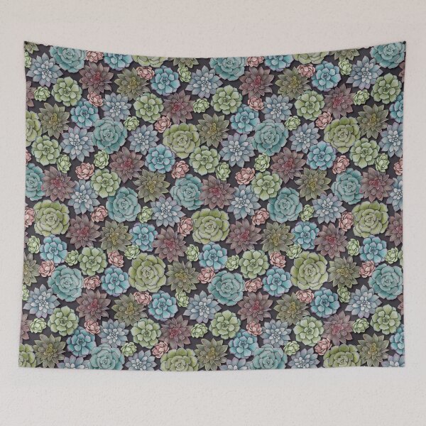 Item preview, Succulent Garden -  Pink, Blue & Green Pattern With Succulents designed and sold by somecallmebeth.