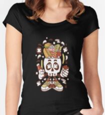 Junk-Food-Schädel Tailliertes Rundhals-Shirt