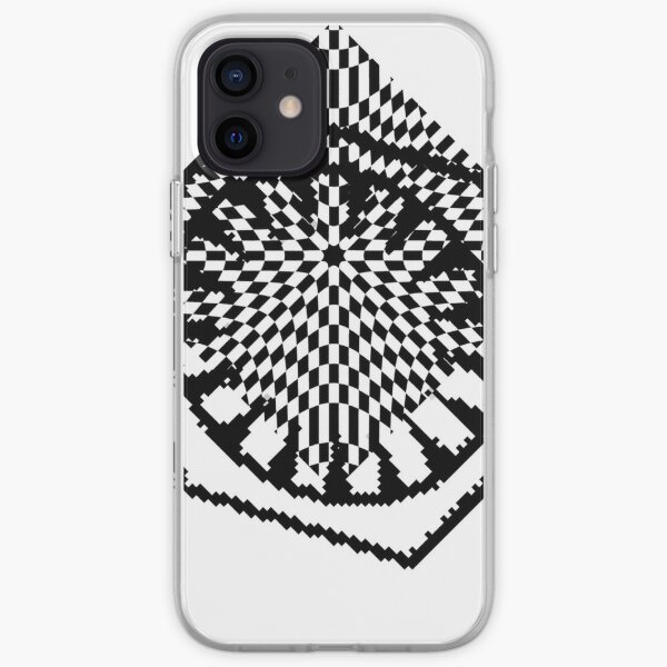 #white #black #abstract #pattern #3d #texture #checkered #illustration #arrow #design #cursor #isolated #flag #pixel #computer #icon #tile #square #symbol #graphic #mouse #concept #perspective iPhone Soft Case