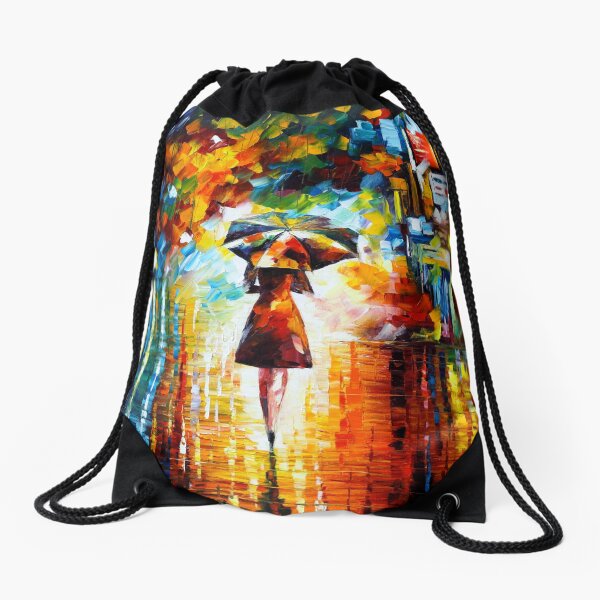 rain princess - Leonid Afremov Drawstring Bag