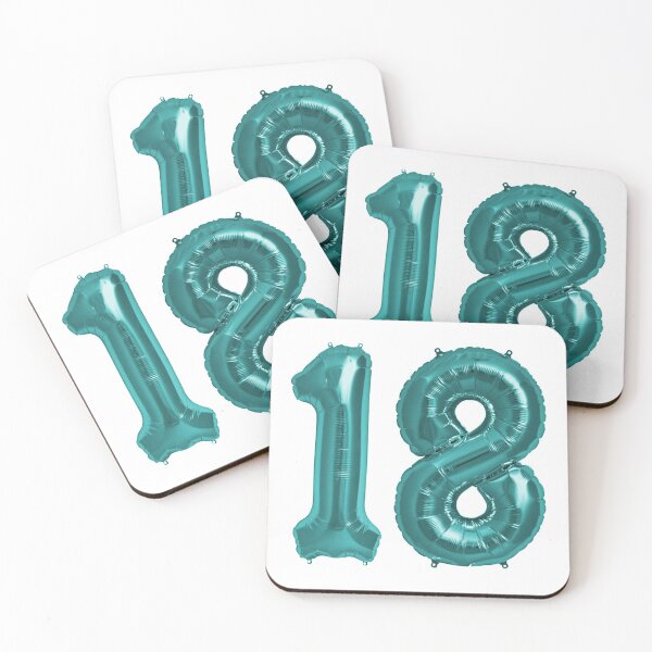 Item preview, Aqua Blue 18th Birthday Metallic Helium Balloons Numbers designed and sold by Birthdates.