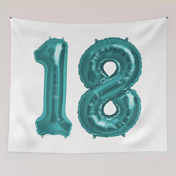 Item preview, Aqua Blue 18th Birthday Metallic Helium Balloons Numbers designed and sold by Birthdates.