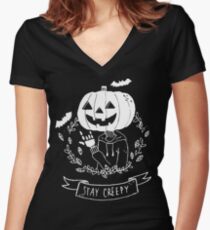 Stay Creepy! Women's Fitted V-Neck T-Shirt