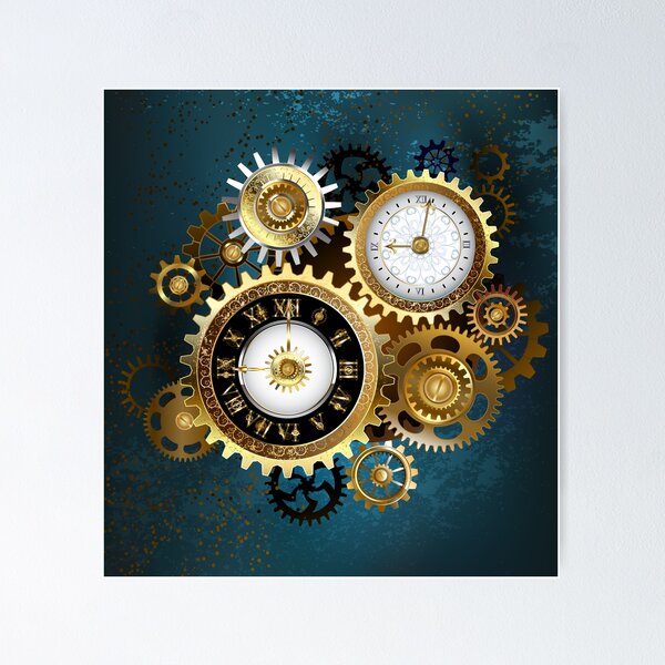 Unusual Clock with Gears ( Steampunk ) Wall Clock by blackmoon9