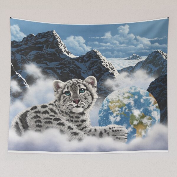 Item preview, Bed Of Clouds, snow leopard and earth designed and sold by Schim Schimmel.