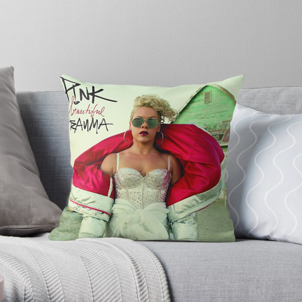 Best Of Popularity Pink Beautiful Trauma Throw Pillow by ChesterGonzalez TP-5W1L51OA