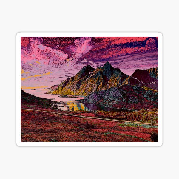 Burgundy Mountain View Sticker