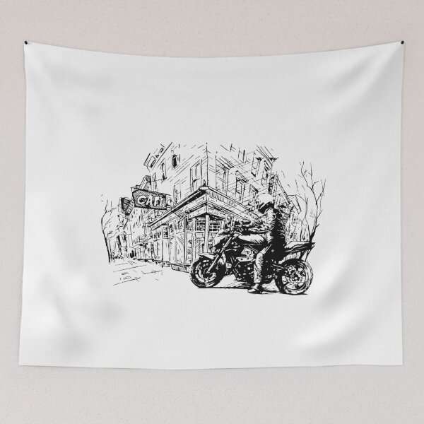 Item preview, Art, biker in old town designed and sold by estademoda.