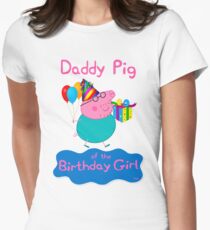 Camiseta entallada para mujer Peppa Pig, Daddy Pig, papá de la niña del cumpleaños, familia de Peppa Pig