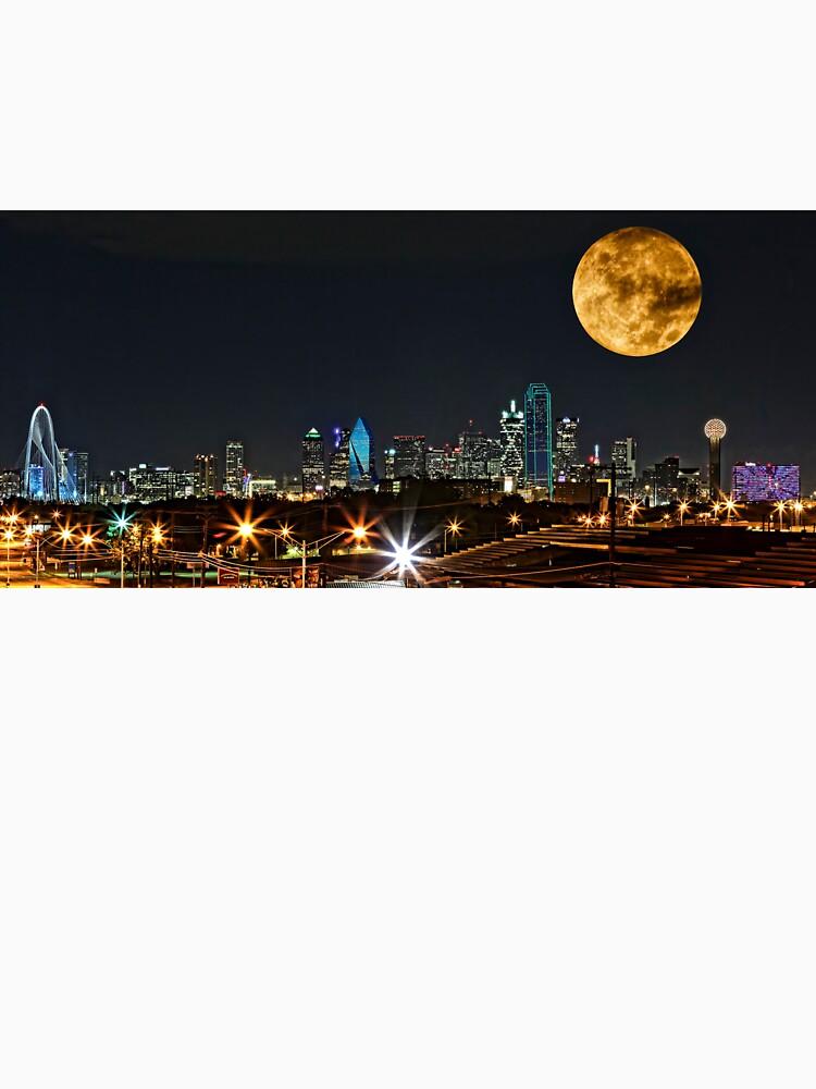 Thumbnail 7 of 7, Classic T-Shirt, Dallas Skyline Supermoon 2015 designed and sold by Warren Paul Harris.
