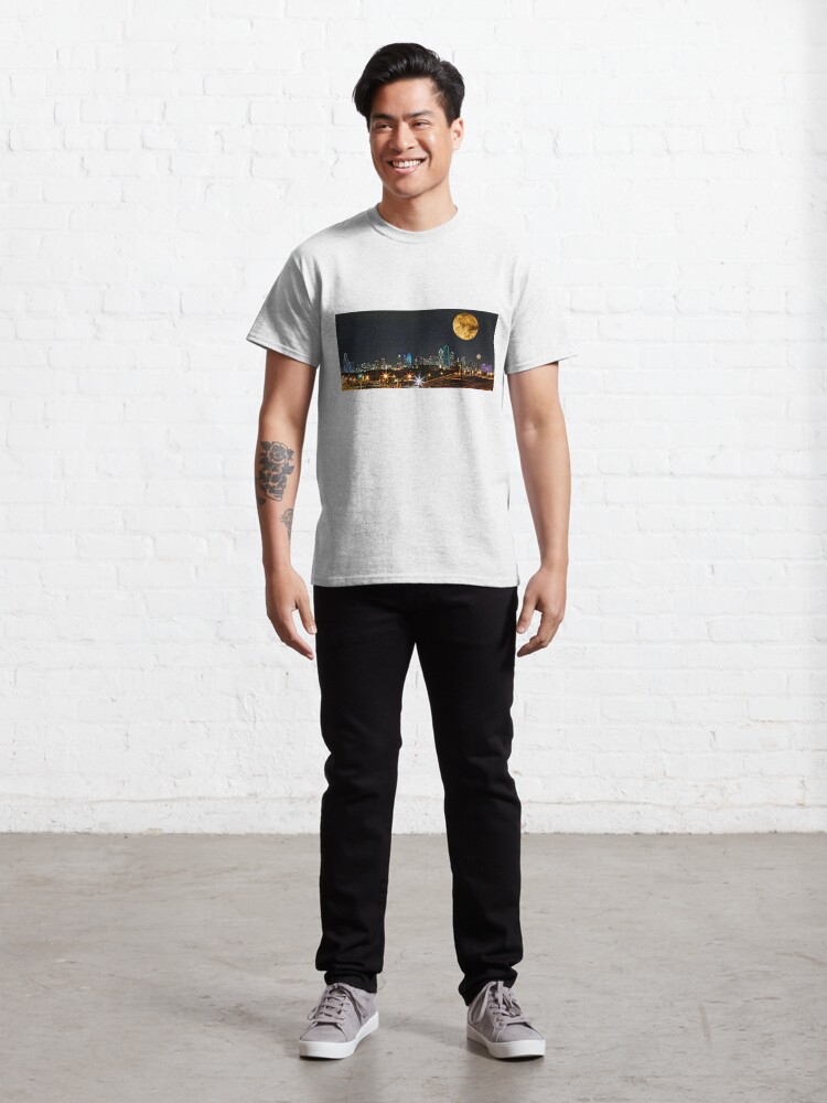 Thumbnail 3 of 7, Classic T-Shirt, Dallas Skyline Supermoon 2015 designed and sold by Warren Paul Harris.