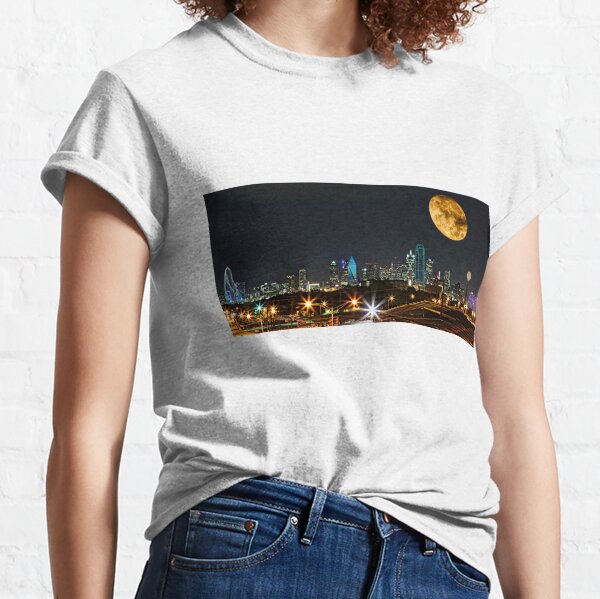 Dallas Skyline Supermoon 2015 Classic T-Shirt