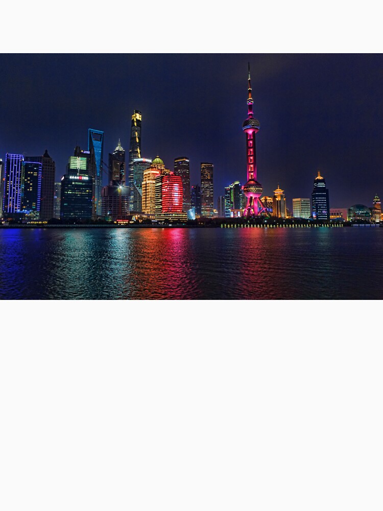 Thumbnail 7 of 7, Classic T-Shirt, Shanghai Skyline at Night designed and sold by Warren Paul Harris.