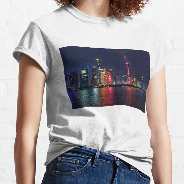 Shanghai Skyline at Night Classic T-Shirt