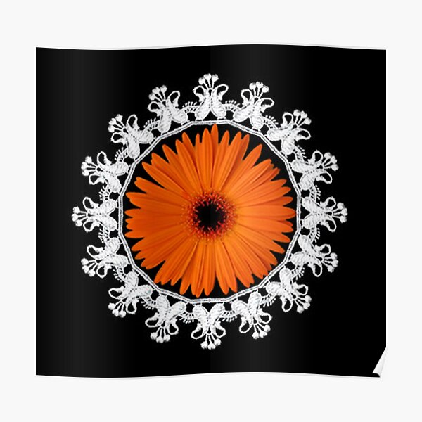 LACE GERBERA FLOWER... PICTURE,PILLOW,TOTE BAG,ECT.. Poster