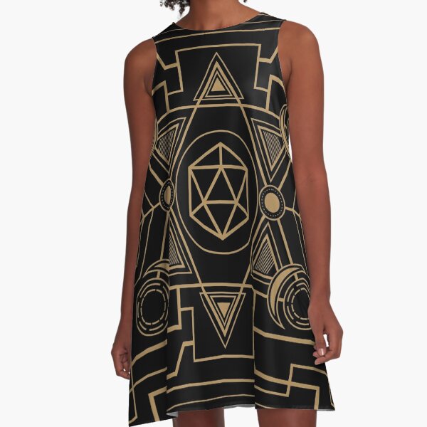 Minimalist Polyhedral D20 Dice Tabletop RPG Addict A-Line Dress