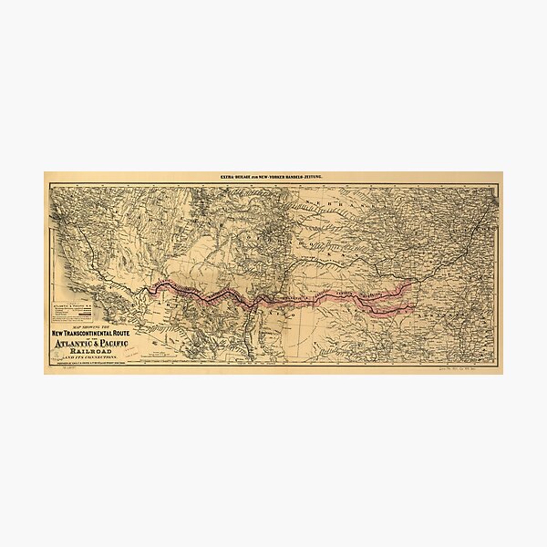 Item preview, Transcontinental Route of Atlantic & Pacific Railroad Map (1883) designed and sold by allhistory.
