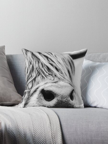 Item preview, Highland Cow close up in black and white designed and sold by Alex Sharp.
