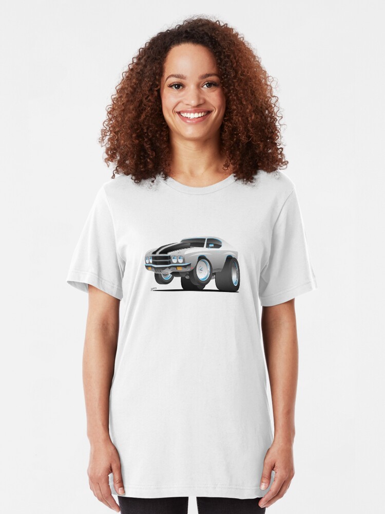 Alternate view of Classic 70's American Muscle Car Cartoon Slim Fit T-Shirt