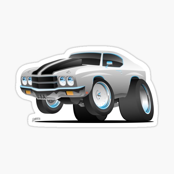 Classic 70's American Muscle Car Cartoon Sticker