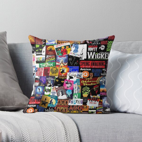 Musicals Collage II Throw Pillow