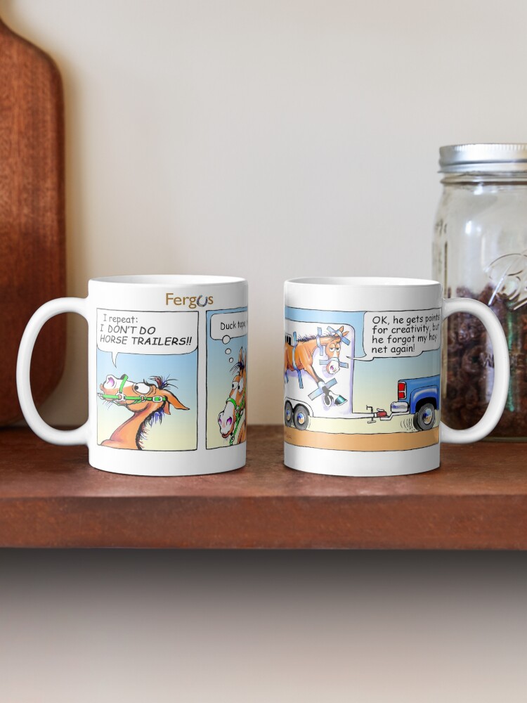 Thumbnail 2 of 6, Coffee Mug, Fergus the Horse: "Duck Tape Huh?" Comic Strip designed and sold by JeanAbernethy.
