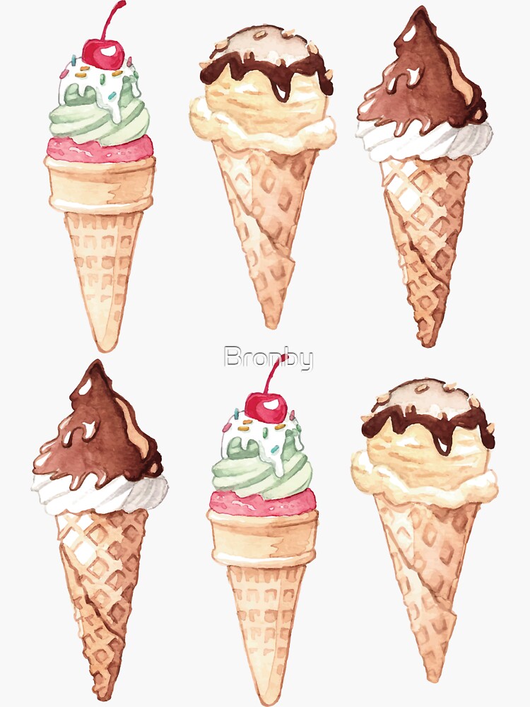"Retro Ice Cream Cones Six Pack Ice Cream Lover" Sticker for Sale by Bronby Redbubble