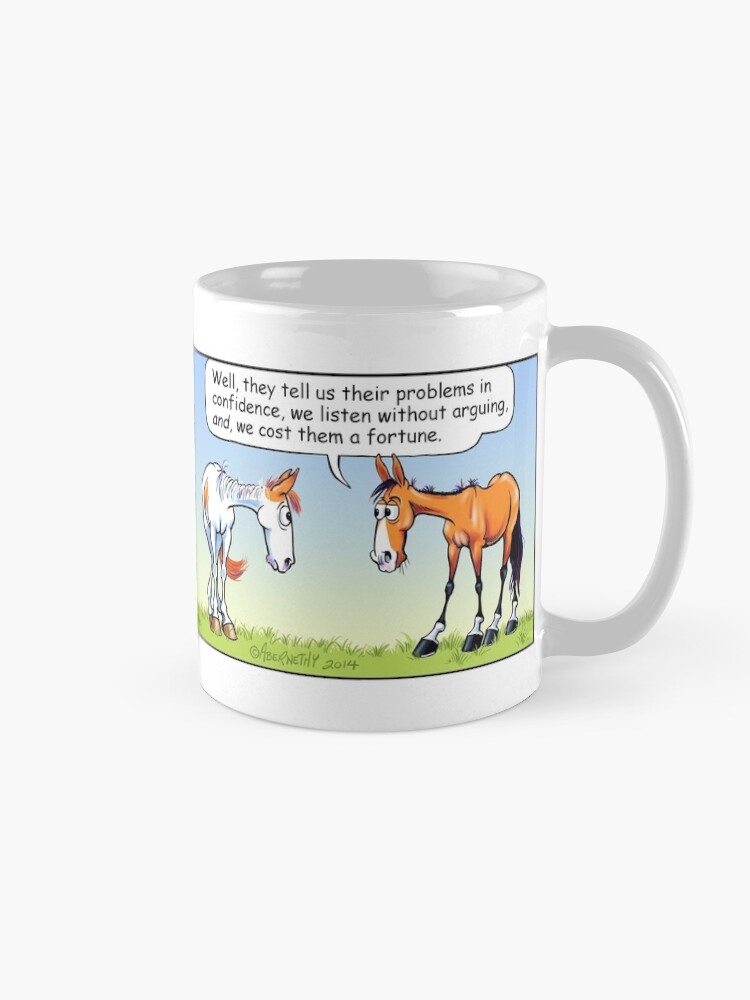 Thumbnail 5 of 6, Coffee Mug, Fergus the Horse: "Therapist" Comic Strip designed and sold by Jean Abernethy.