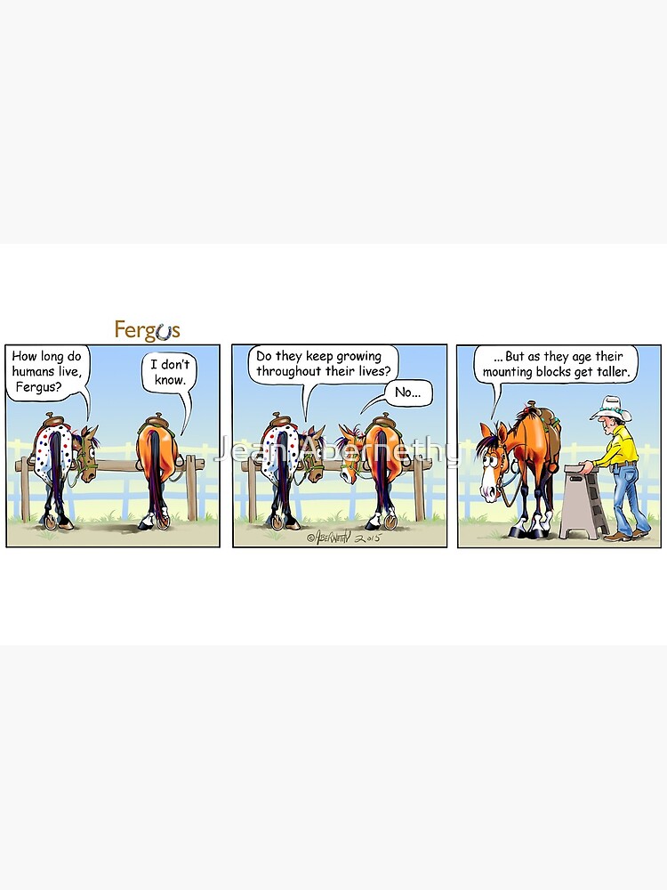 Fergus the Horse: "Aging Mounting Block" Comic Strip by JeanAbernethy