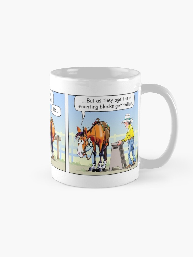 Alternate view of Fergus the Horse: "Aging Mounting Block" Comic Strip Mug
