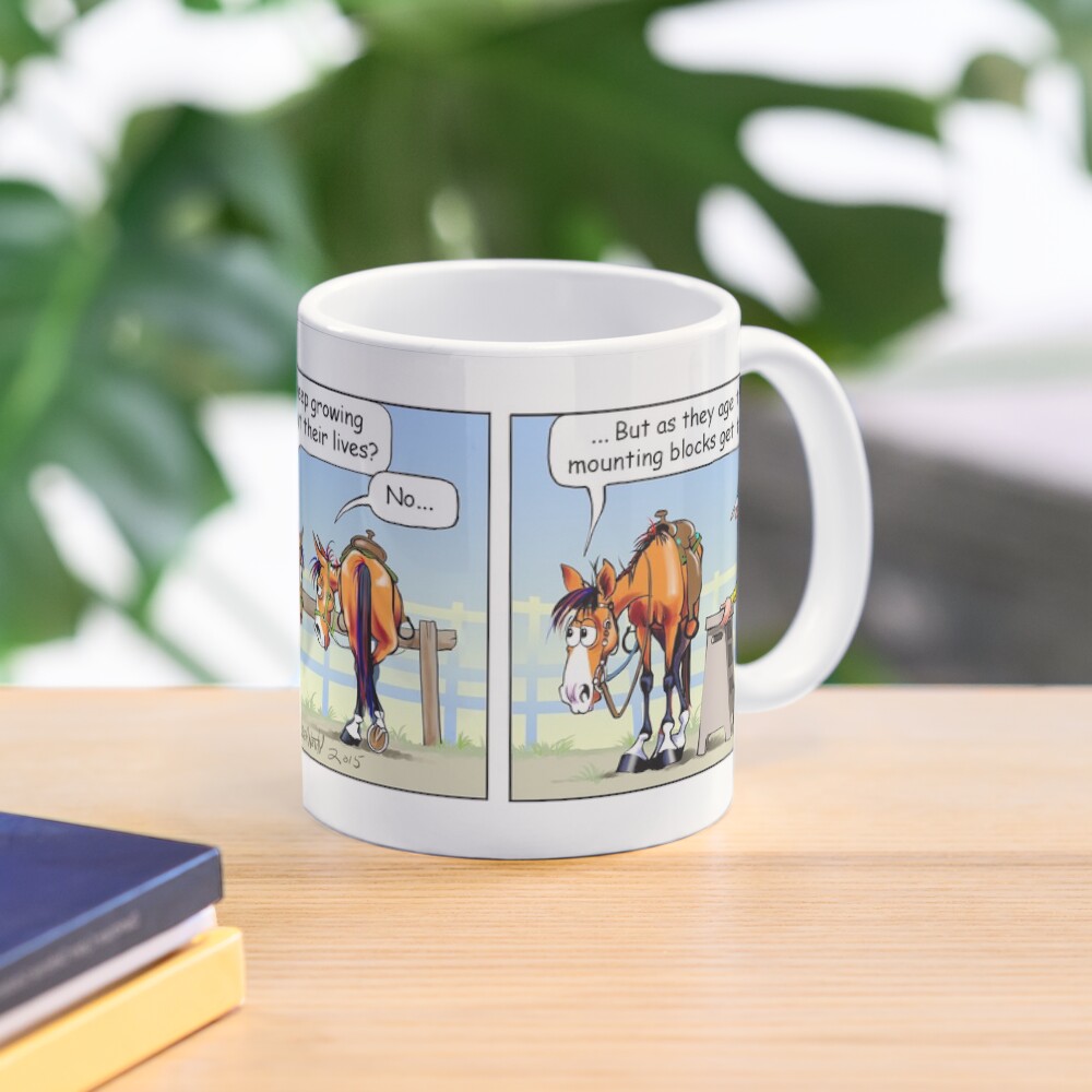 Fergus the Horse: "Aging Mounting Block" Comic Strip Coffee Mug